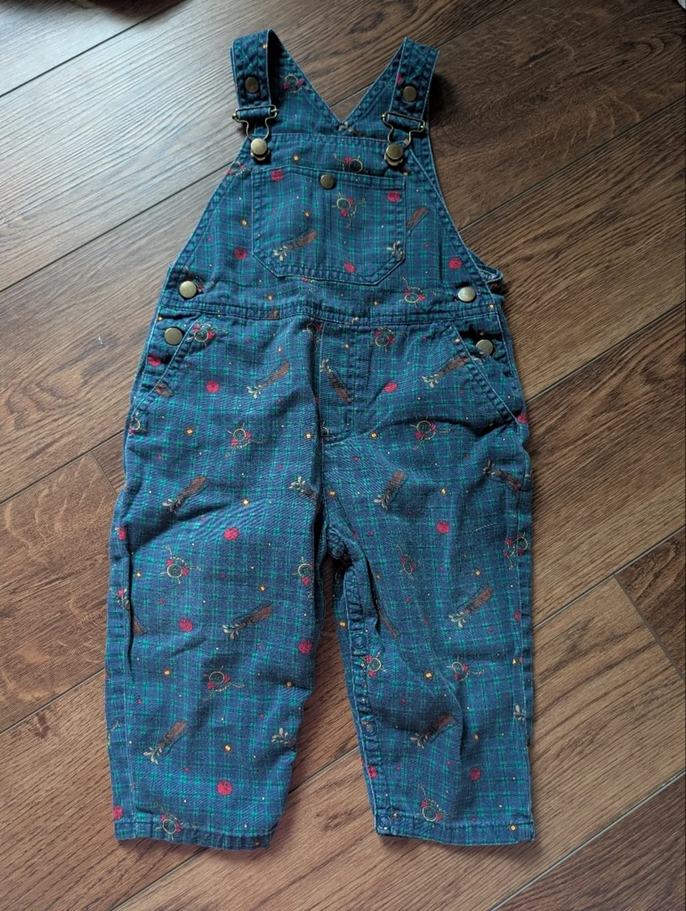 $ Vintage Rainbow Tag Gymboree Tee Time Golf‎ Print Plaid Overalls